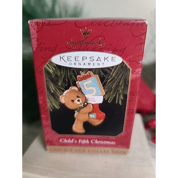Vintage Bear Hallmark 1997 Child's Fifth Christmas Keepsake Ornament - Picture 2 of 6